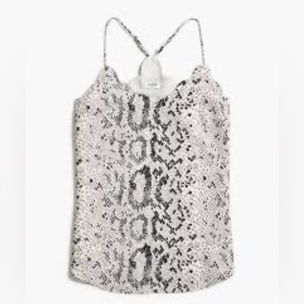 J. Crew Snakeskin scalloped‎ cami top.  NWT